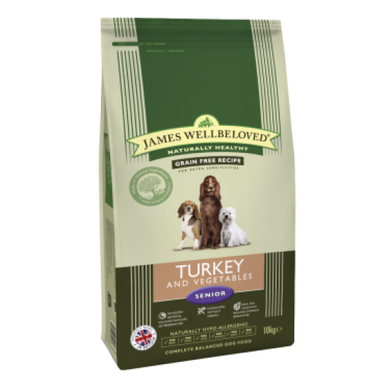 James Wellbeloved Grain Free Turkey & Vegetable Senior Dog Food 10 kg James Wellbeloved Grain Free Turkey & Vegetable Senior Dog Food 10 kg