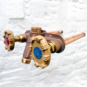 Outside Hot and Cold Mixer Tap - Woodford Model 22 No Freeze Outside Tap with Through wall pipe